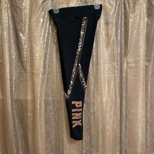 PINK Victorias Secret black rosegold cheetah yoga leggings, S